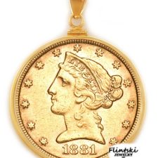 14k Gold Screw Top Reeded Border Coin Bezel For $5 1/10 Oz American Eagle – 1986-Now