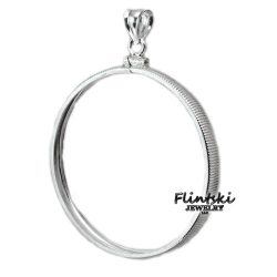 Sterling Silver 19mm Coin Bezel Frame With Bail - Fits U.S. Cent, Reeded Edge Mount