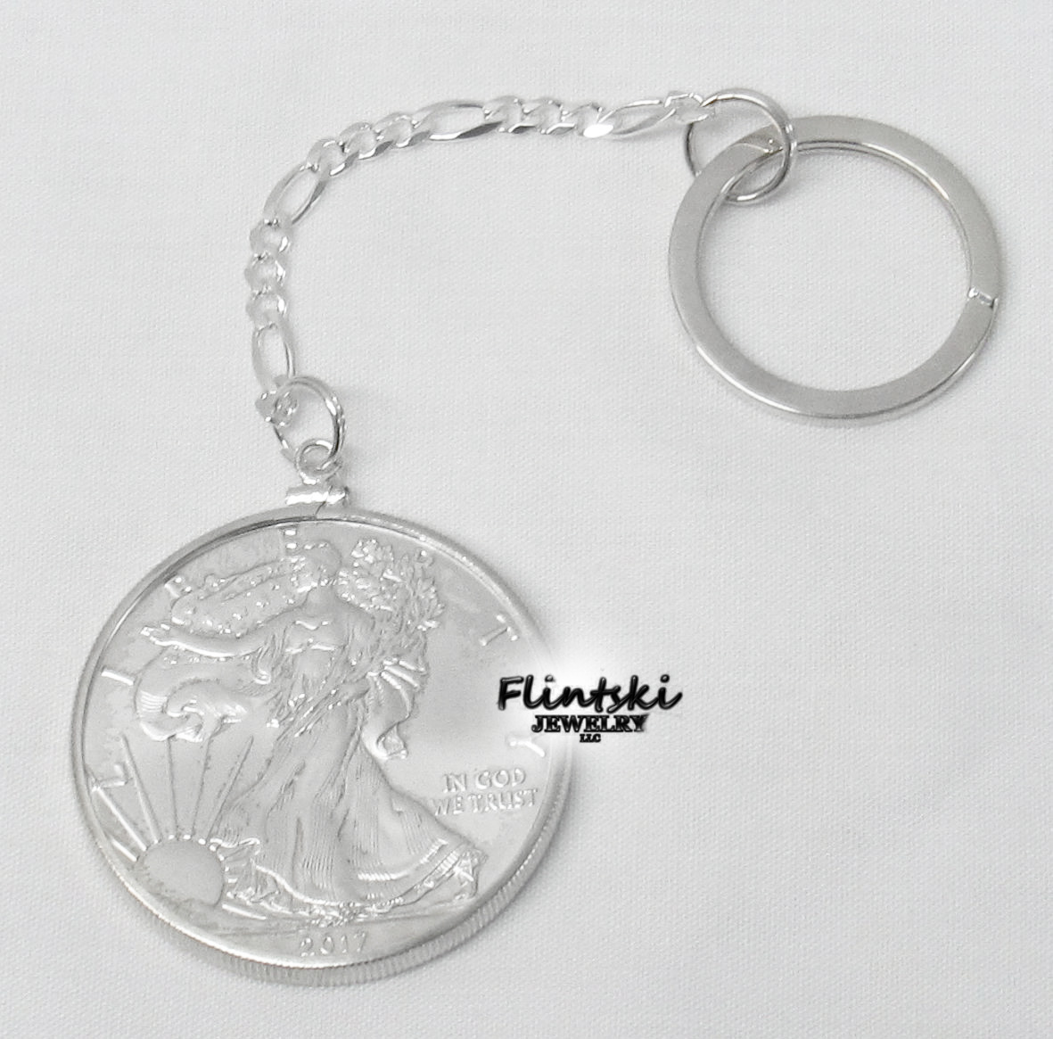 4 Pieces Silver Plate Key Ring For Us One Dollar Coin 