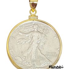 Coin Jewelry Pendant 2012 Sacagawea Horse Dollar Coin 14K Gold Filled Rope Bezel 