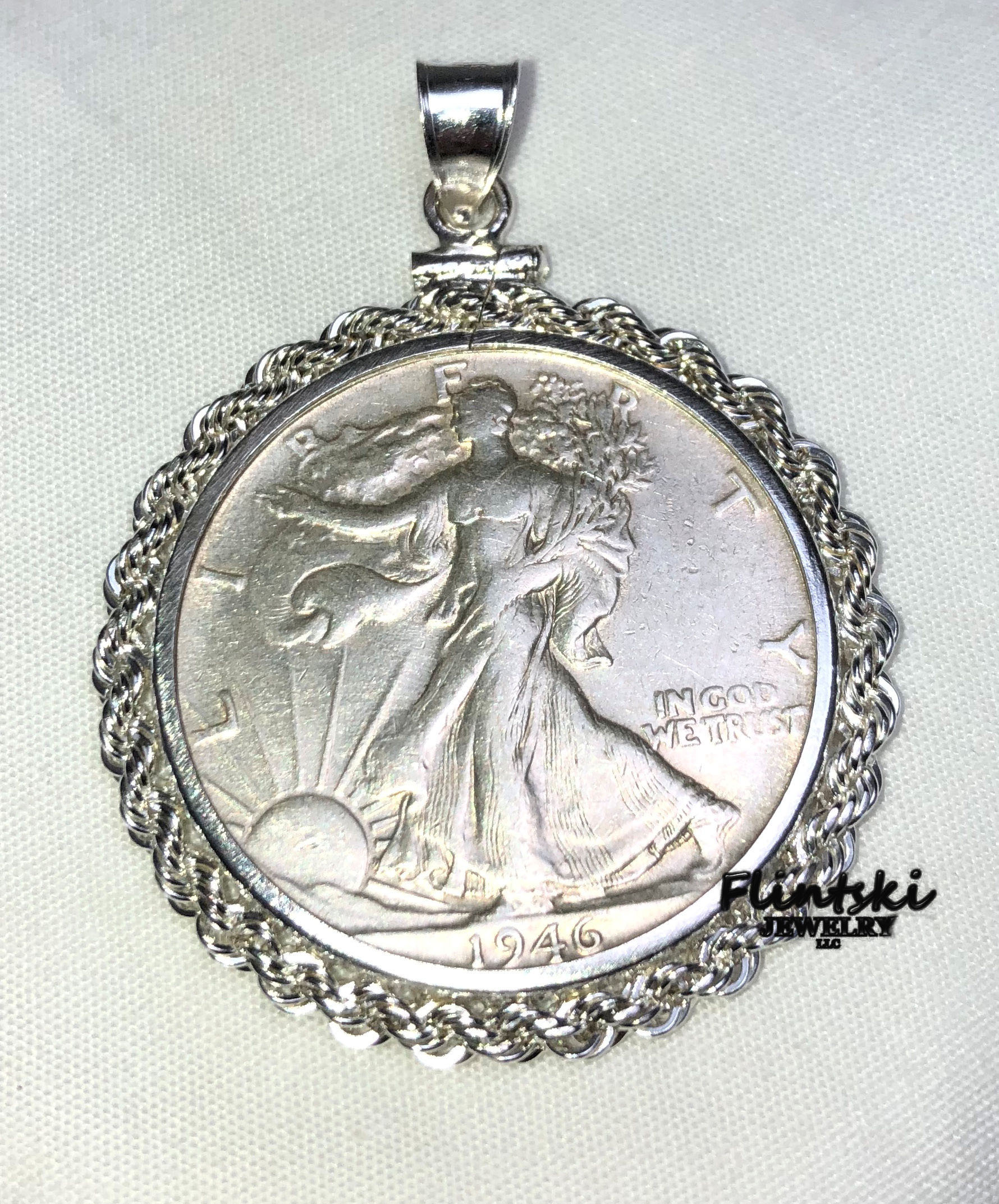 Necklace 1940 authentic silver Walking Liberty half dollar coin pendant |  eBay