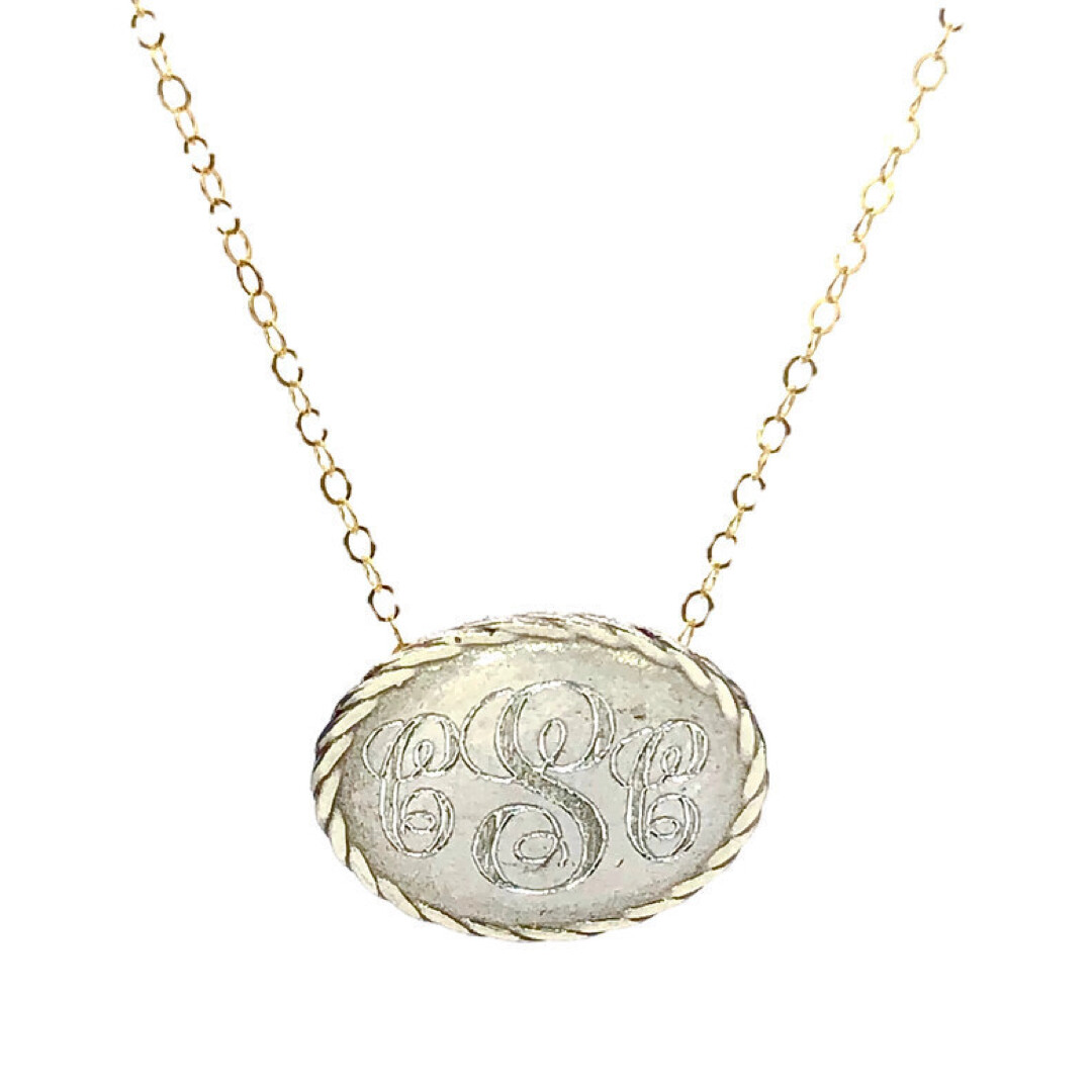 Earth Grace Small Oval Monogram Necklace - Flintski Jewelry